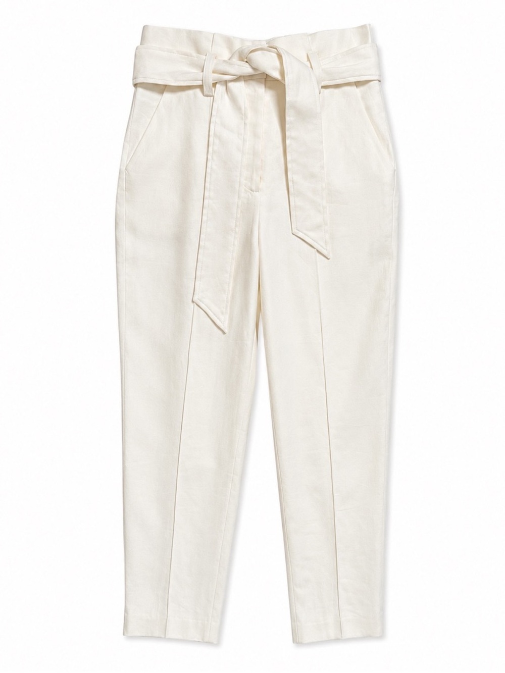 Veronica Beard Clerence High Waisted Belted Linen Blend Pants